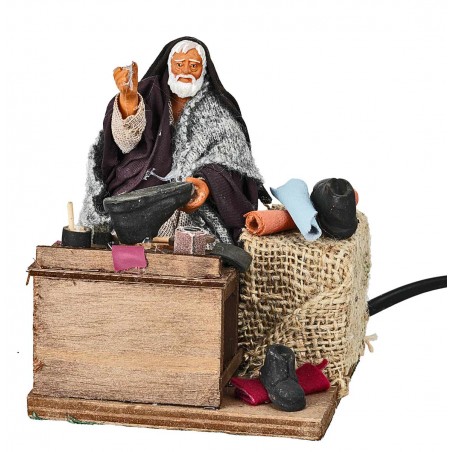 Calzolaio al lavoro in movimento 12 cm per presepe Mondo Presepi
