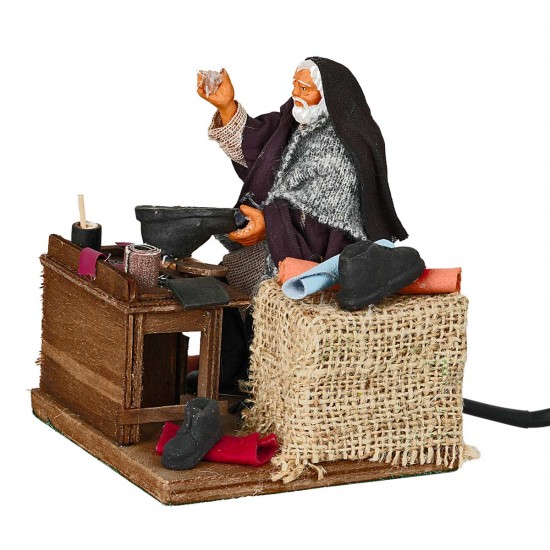 Shoemaker at work in motion 12 cm for Nativity Scene Mondo Presepi