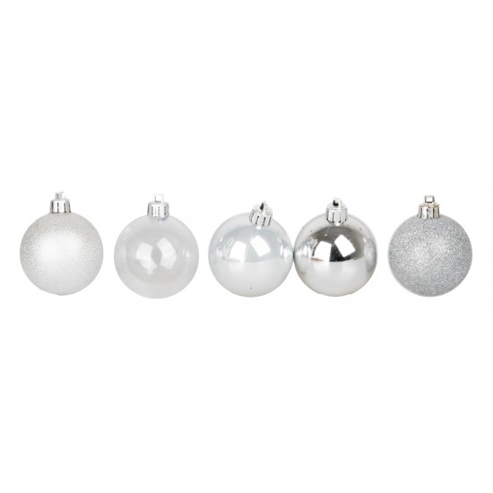 Juego de 12 bolitas plata ø 6 cm para árbol de Navidad
