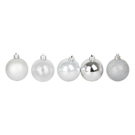 Juego de 12 bolitas plata ø 6 cm para árbol de Navidad