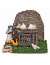 Pollaio con contadina e galline cm 15x11x12 h per presepe Mondo