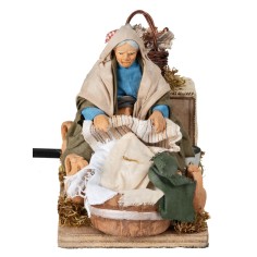 Kneeling laundress in motion 12 cm for Mondo nativity scene