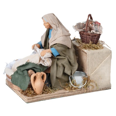 Kneeling laundress in motion 12 cm for Mondo nativity scene