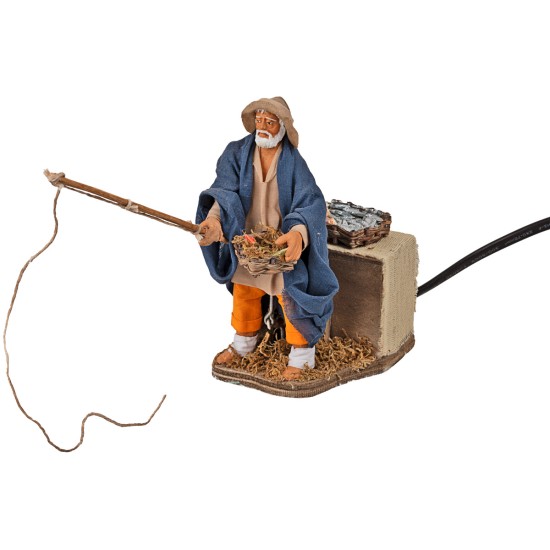 Pescador de pie en movimiento 12 cm para belén Mondo Presepi