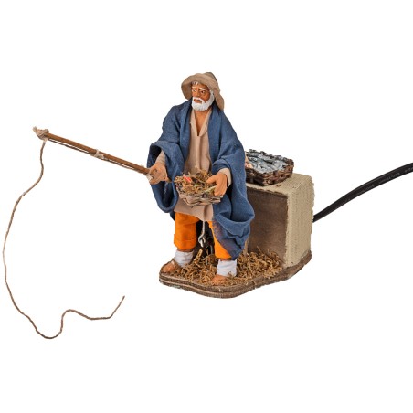 Pescador de pie en movimiento 12 cm para belén Mondo Presepi