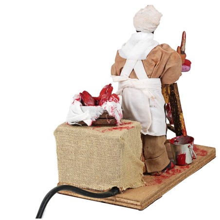 Macellaio con ceppo in movimento 12 cm per presepe Mondo Presepi