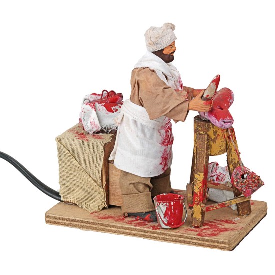 Butcher with moving block 12 cm for nativity scene Mondo Presepi