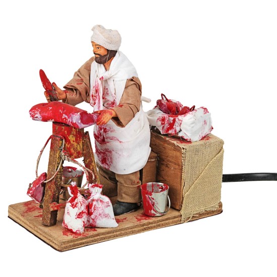 Butcher with moving block 12 cm for nativity scene Mondo Presepi