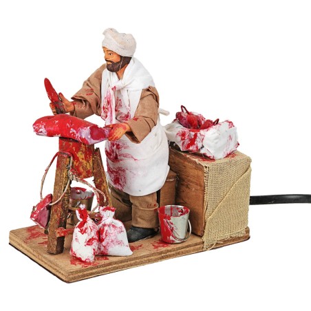 Butcher with moving block 12 cm for nativity scene Mondo Presepi