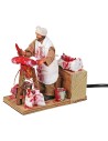Macellaio con ceppo in movimento 12 cm per presepe Mondo Presepi
