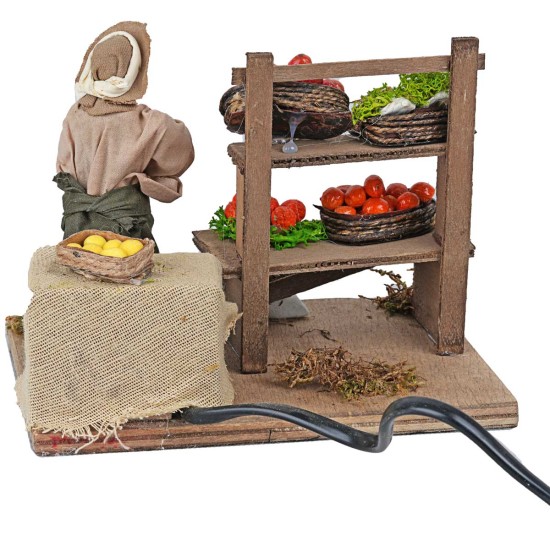 Frutero con banco en movimiento 10 cm para belén Mundo