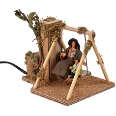 Mother and child on a moving swing 10 cm for nativity scene 2