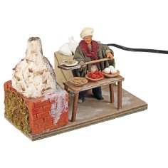 Baker with moving terracotta oven 10 cm for nativity scene 2