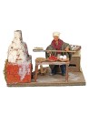 Fornaio con forno in terracotta in movimento 10 cm per presepe