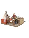 Baker with moving terracotta oven 10 cm for nativity scene