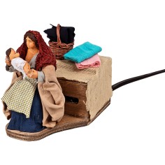 Woman breastfeeding in terracotta, moving 10 cm for nativity scene 2