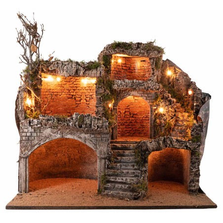 Illuminated Easter Nativity Scene with caves cm 62x45x60 h