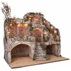 Illuminated Easter Nativity Scene with caves cm 62x45x60 h 2
