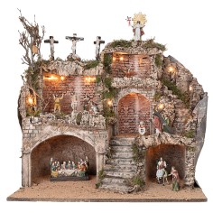 Presepe Pasquale illuminato completo di statue cm 62x45x60h 2