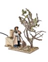 Street sweeper with moving tree 10 cm for nativity scene Mondo Presepi