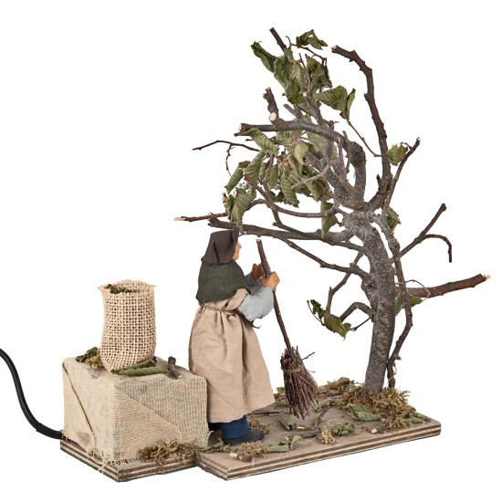 Street sweeper with moving tree 10 cm for nativity scene Mondo Presepi