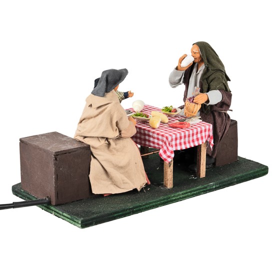 Family at dinner with child in motion 10 cm for nativity scene