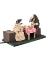Family at dinner with child in motion 10 cm for nativity scene
