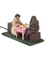 Family at dinner with child in motion 10 cm for nativity scene