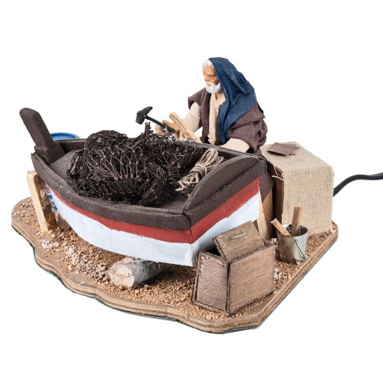 Aggiusta barca in movimento 10 cm per presepe Mondo Presepi