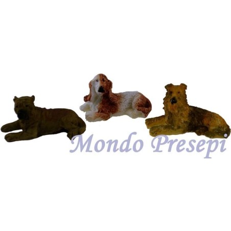 Conjunto de 3 perros de resina de 3,5 cm Mundo Pesebre