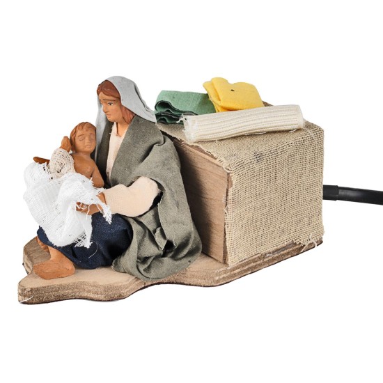 Mother caressing baby in motion 12 cm for Mondo nativity scene