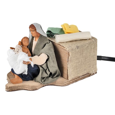 Mother caressing baby in motion 12 cm for Mondo nativity scene