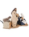 Natività che gioca con bimbo in movimento 14 cm per presepe