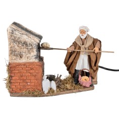 Panettiere con forno in movimento 14 cm per presepe Mondo