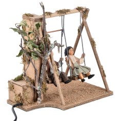 Bimbi su altalena in movimento 24 cm per presepe Mondo Presepi 2