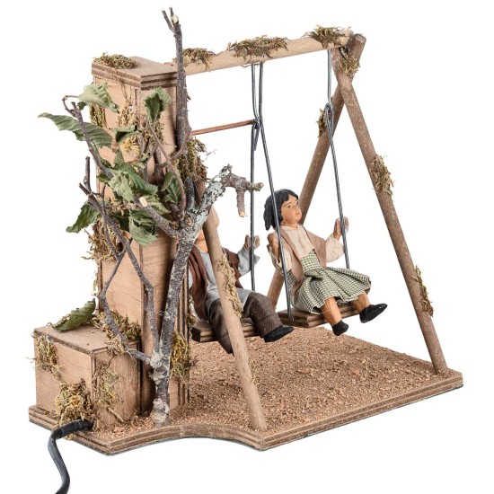 Children on a moving swing 24 cm for nativity scene Mondo Presepi