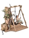 Children on a moving swing 24 cm for nativity scene Mondo Presepi