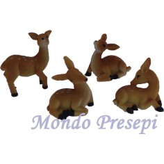 Set 4 cervi cm 4,5 in resina Mondo Presepi