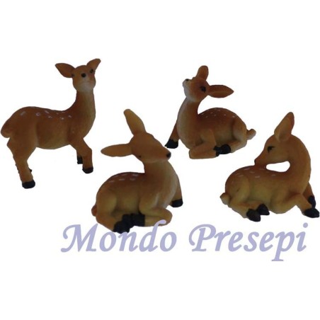 Set of 4 deer cm 4.5 in resin