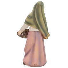 Donna con cesto di frutta 14 cm in resina per presepe Mondo 2
