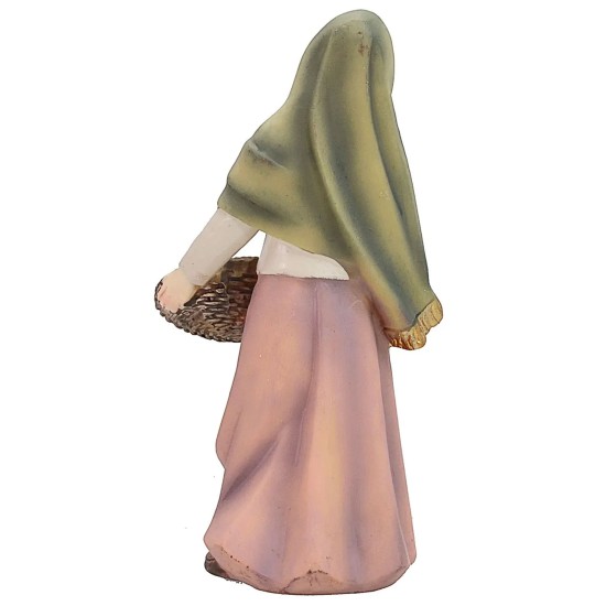 Woman with fruit basket 14 cm in resin