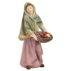 Woman with fruit basket 14 cm in resin