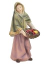 Mujer con cesta de frutas de 14 cm en resina