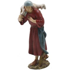 Buen pastor oriental en resina pintada 10 cm serie económica
