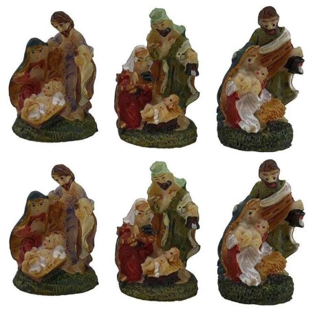 Set of 6 nativity scenes 3 cm in resin for cribs