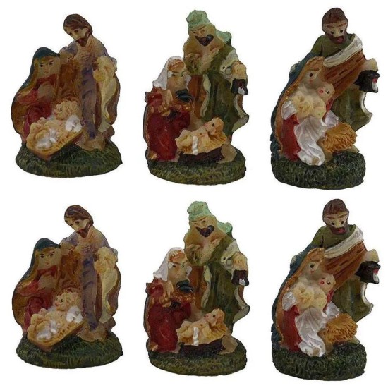 Set of 6 nativity scenes 3 cm in resin for cribs