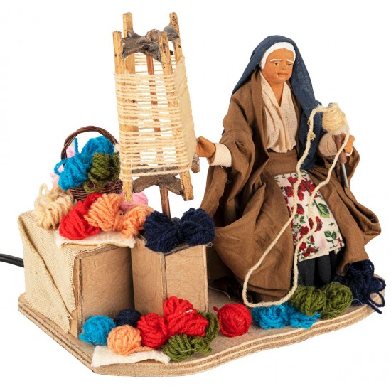 Wool Spinner in motion 14 cm for Nativity Scene Mondo Presepi