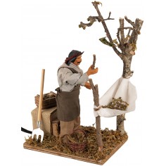 Uomo che raccoglie le olive in movimento 14 cm per presepe 2