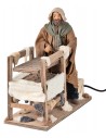 Moving wool carder 24 cm for nativity scene Mondo Presepi