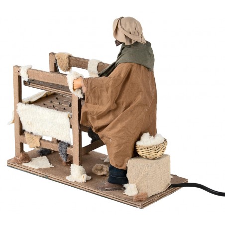 Moving wool carder 24 cm for nativity scene Mondo Presepi